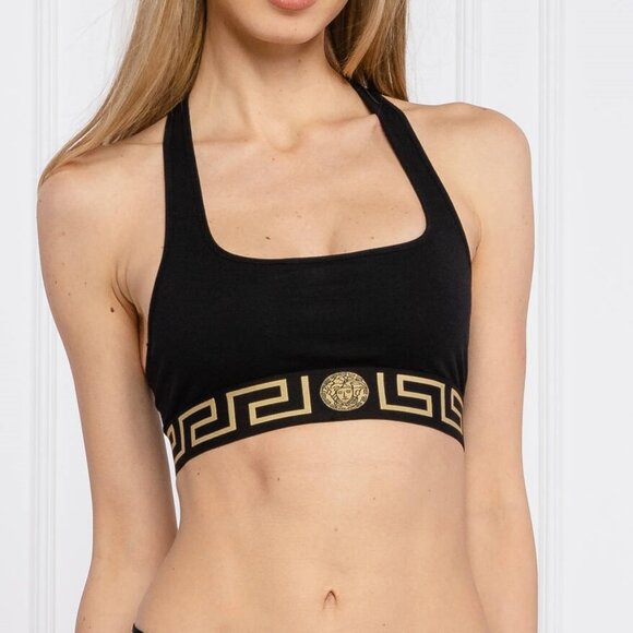 Versace Women's Black&Gold Stretch La Greeca Border Bra Versace Sz 3 US M IT 42 - Picture 3 of 5